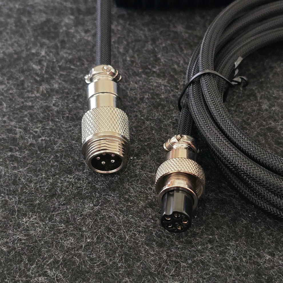 Black Nickel Gx12 Coiled Sleeved Aviator USB-C Mechanical Keyboard Braided 3.5M Gaming Cable